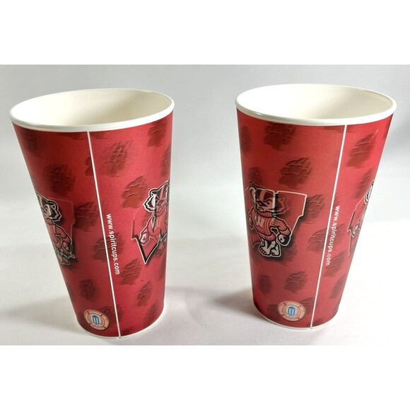 Wisconsin Badgers Holographic Cups 3-D Capital Cups Made In USA Set Of 2 - Picture 6 of 10